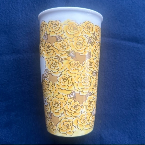 Starbucks Yellow Rose of Texas Ceramic Travel Tumbler 12 Oz - Picture 4 of 9